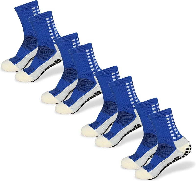 Yufree Men's Soccer Socks Anti Slip Non Slip Grip Pads for Football Basketball Sports Grip Socks, 4 Pair - Image 1