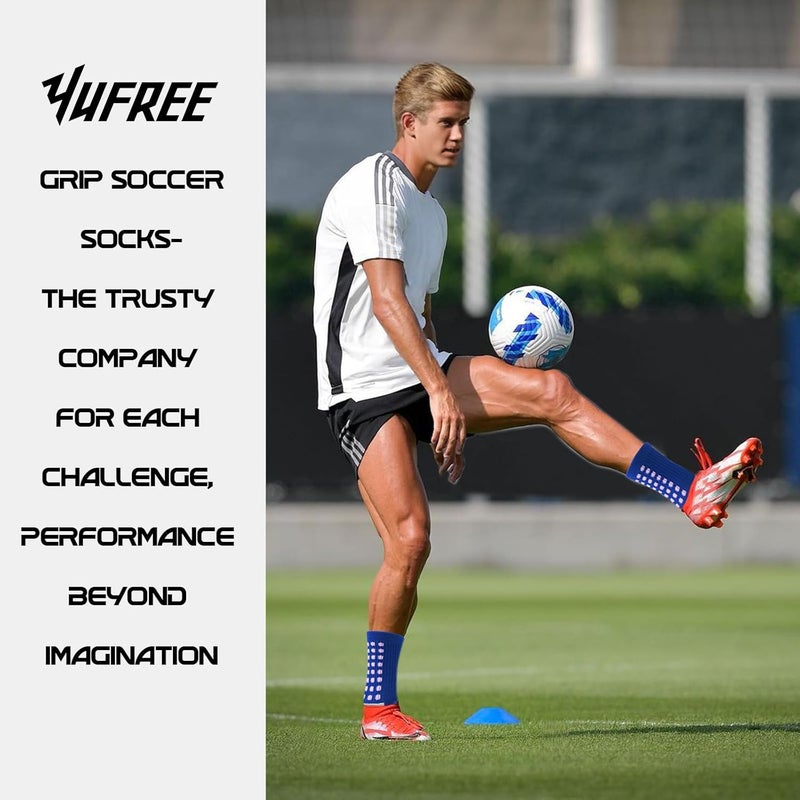 Yufree Men's Soccer Socks Anti Slip Non Slip Grip Pads for Football Basketball Sports Grip Socks, 4 Pair - Image 3