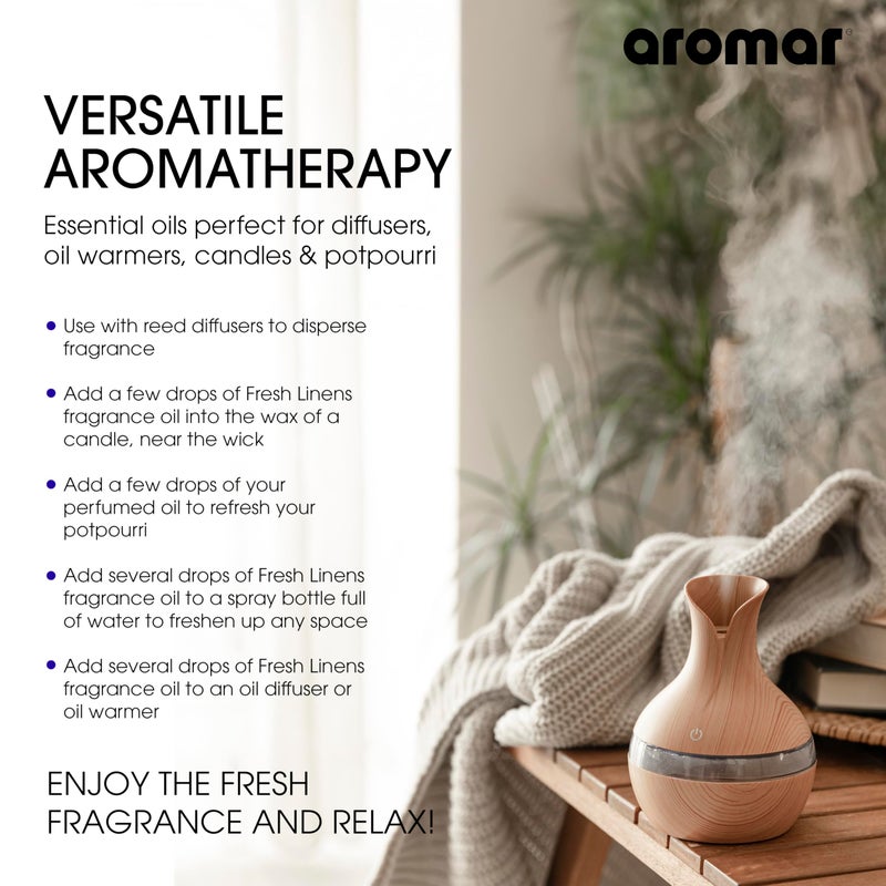 AROMAR Premium Fragrance Oil - Essential Oil for Diffusers & Home Aromatherapy - Fresh Linens 8oz - Image 4