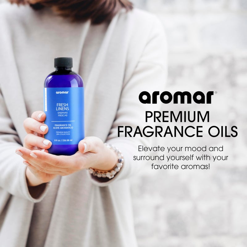 AROMAR Premium Fragrance Oil - Essential Oil for Diffusers & Home Aromatherapy - Fresh Linens 8oz - Image 2