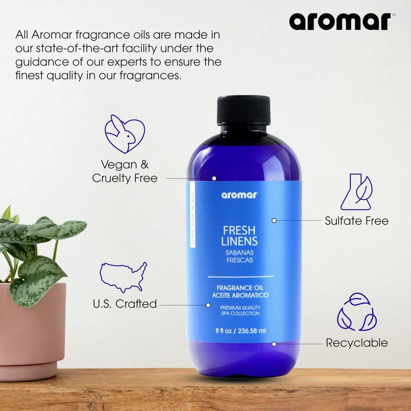 AROMAR Premium Fragrance Oil - Essential Oil for Diffusers & Home Aromatherapy - Fresh Linens 8oz - Image 5