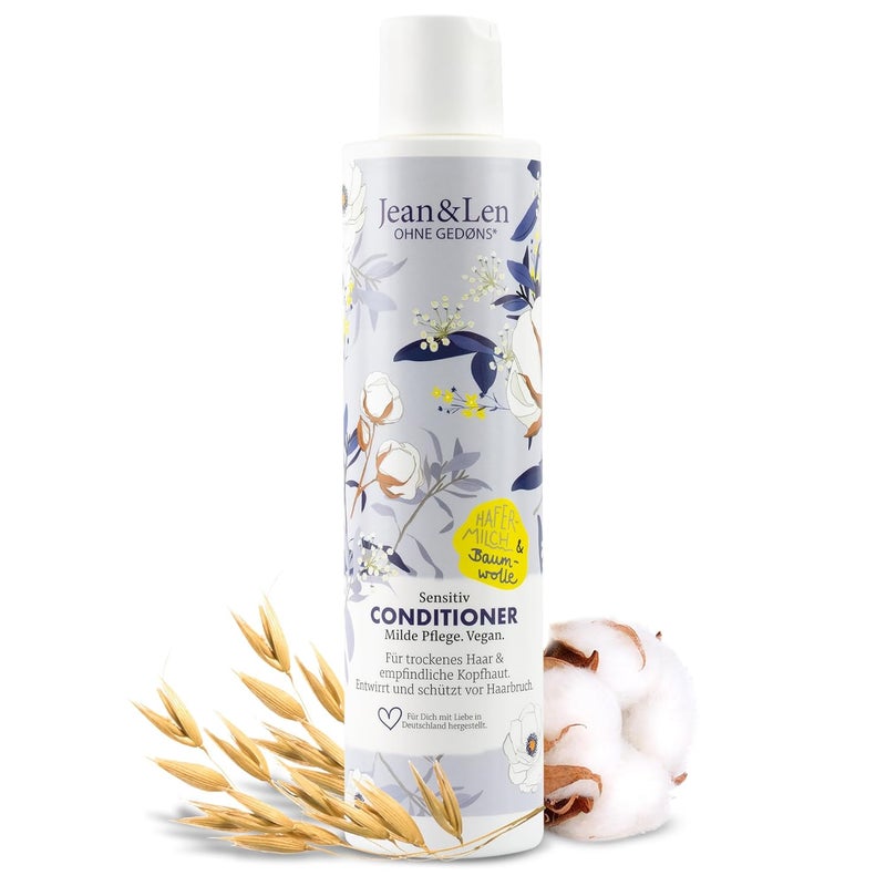 Jean  Len Conditioner Sensitive Oat Milk  Cotton for dry hair and sensitive scalp pampering and gentle care without silicones and parabens vegan 1014 Fl Oz
