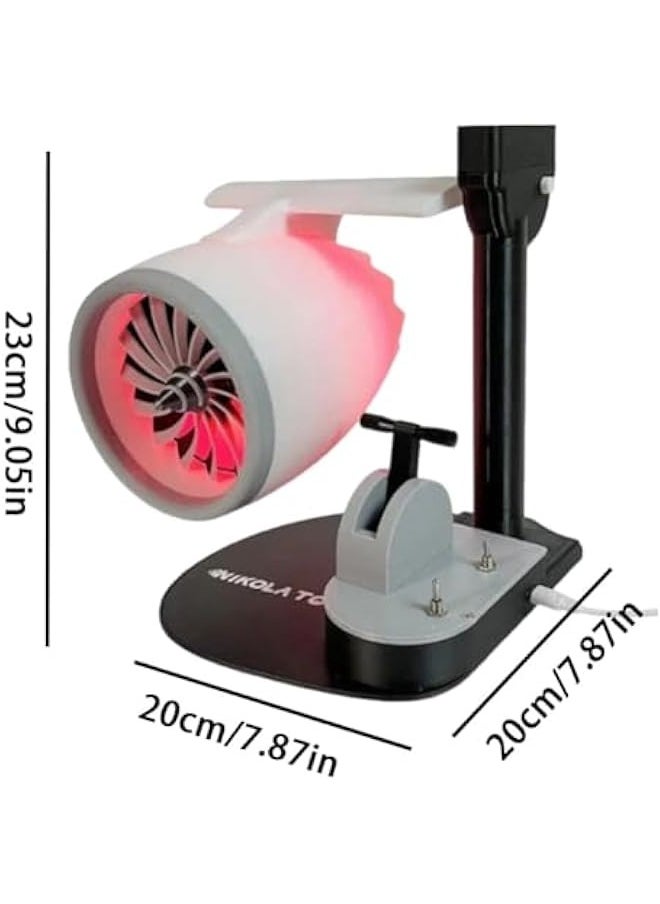 2-In-1 Creative Turbo fan for Office,Jet Engine Fan,Desktop Fan,Creative Turbo desktop turbo fan,Turbo Fan for Desk,3D Turbofan Red Light Tail Flame Atomization Spray Devic,Turbojet Desktop Fan(Red,