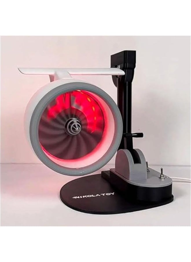 2-In-1 Creative Turbo fan for Office,Jet Engine Fan,Desktop Fan,Creative Turbo desktop turbo fan,Turbo Fan for Desk,3D Turbofan Red Light Tail Flame Atomization Spray Devic,Turbojet Desktop Fan(Red,