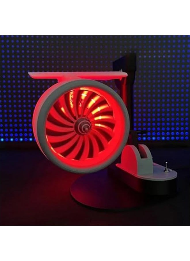 2-In-1 Creative Turbo fan for Office,Jet Engine Fan,Desktop Fan,Creative Turbo desktop turbo fan,Turbo Fan for Desk,3D Turbofan Red Light Tail Flame Atomization Spray Devic,Turbojet Desktop Fan(Red,