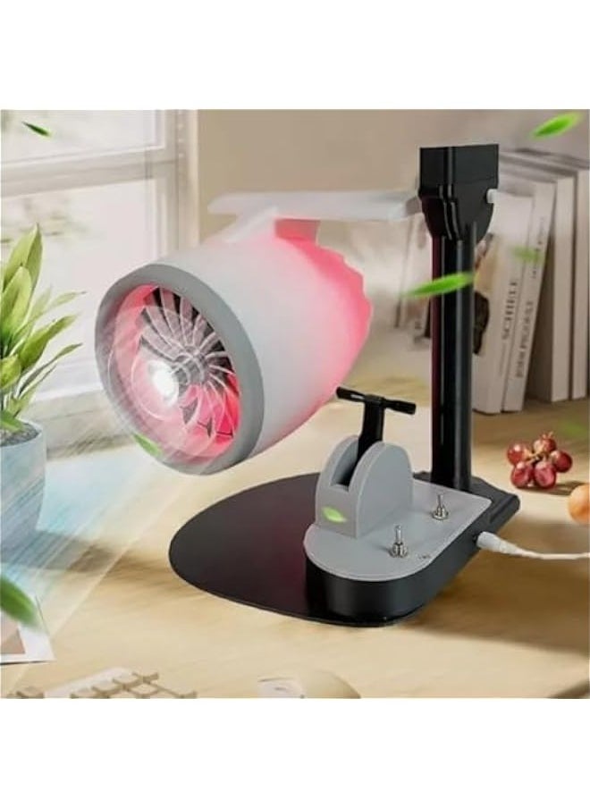 2-In-1 Creative Turbo fan for Office,Jet Engine Fan,Desktop Fan,Creative Turbo desktop turbo fan,Turbo Fan for Desk,3D Turbofan Red Light Tail Flame Atomization Spray Devic,Turbojet Desktop Fan(Red,