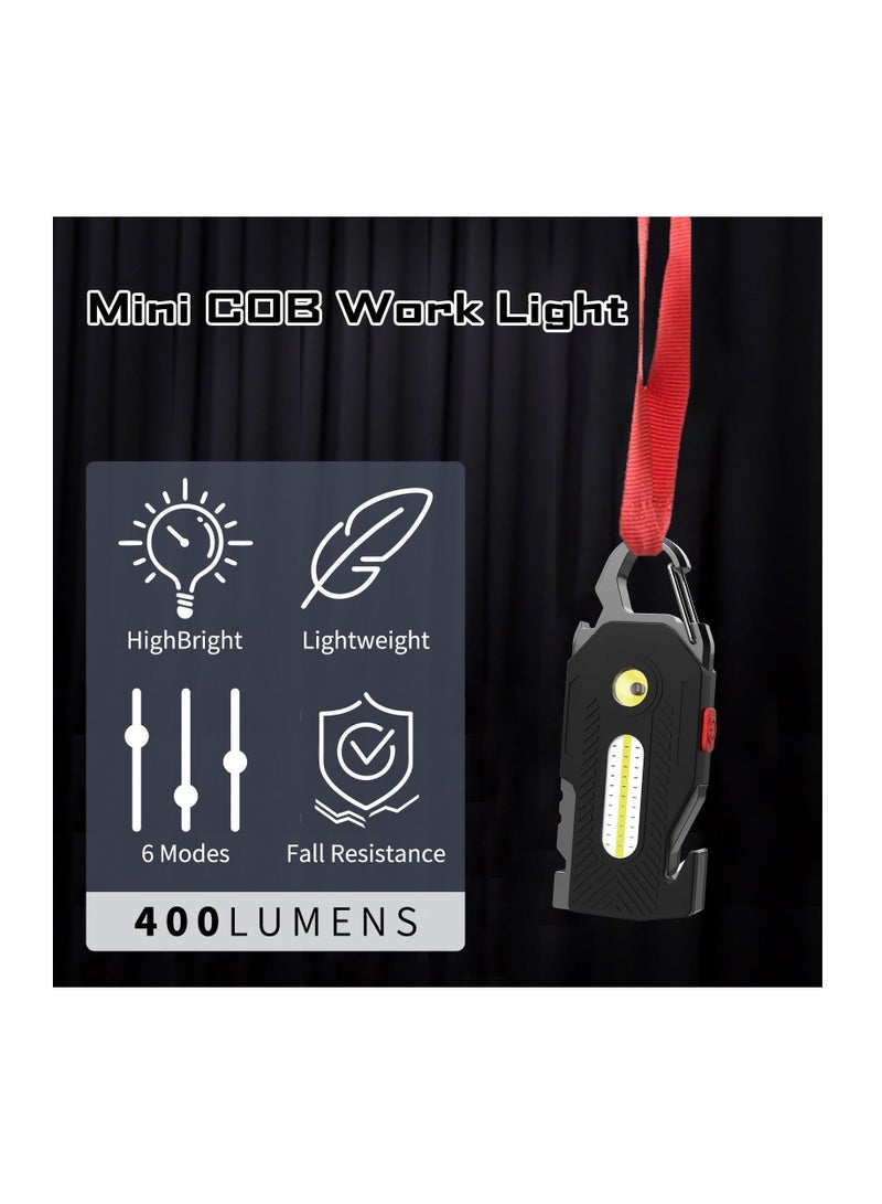 Keychain Flashlight, Rechargeable Flashlights, 7-in-1 Mini COB Keychain Work Light, 6 Lighting Modes with Bottle Opener Screwdriver Survival Whistle for Camping Fishing Hiking Emergency - Image 5