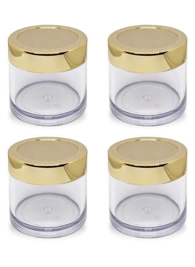 MYOC Empty Transparent Acrylic San Jars with Golden Cap & Inner Lid for Lip Balm, Lip Scrub, Cream, Leakproof Reusable Cosmetic San Jar for Makeup & DIY Beauty Product -15gm (Pack of 4) - Image 1
