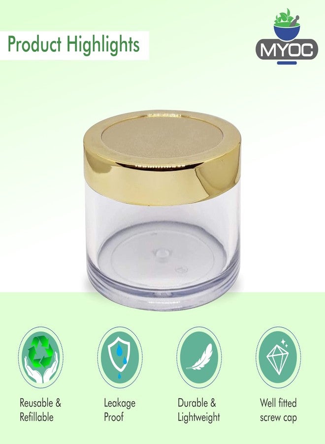 MYOC Empty Transparent Acrylic San Jars with Golden Cap & Inner Lid for Lip Balm, Lip Scrub, Cream, Leakproof Reusable Cosmetic San Jar for Makeup & DIY Beauty Product -15gm (Pack of 4) - Image 4