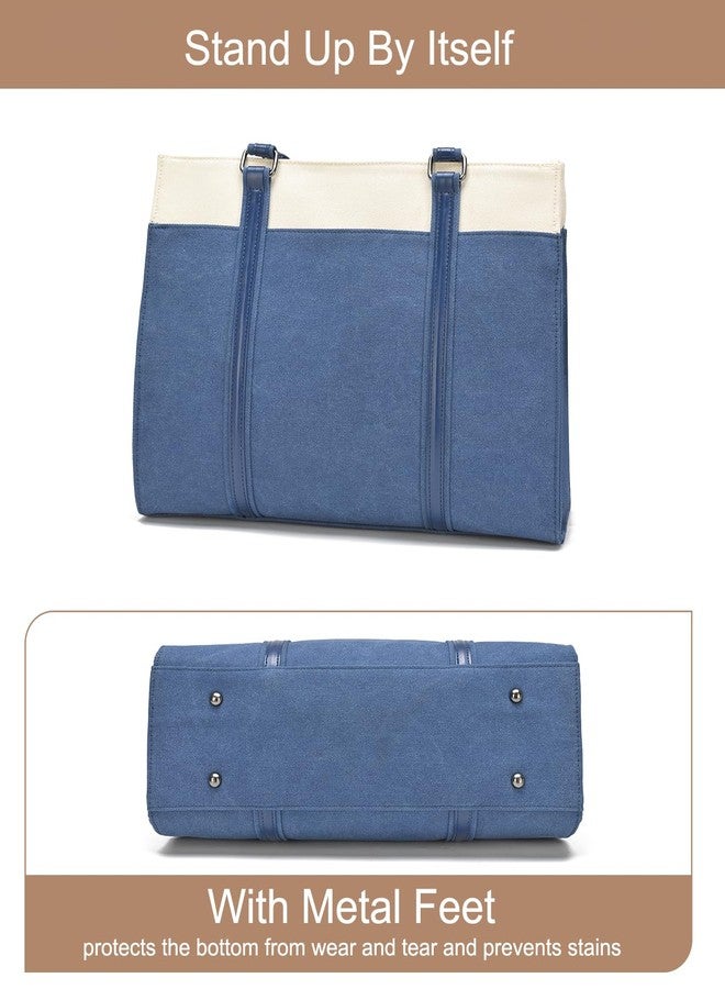Barsine Laptop Tote Bag for Women 15.6 Inch, Large Work Bag with Padded Laptop Compartment & 10 Pockets, Canvas Shoulder Bag with Water Bottle Holder, Teacher Office Travel Purse for Work College - Image 5