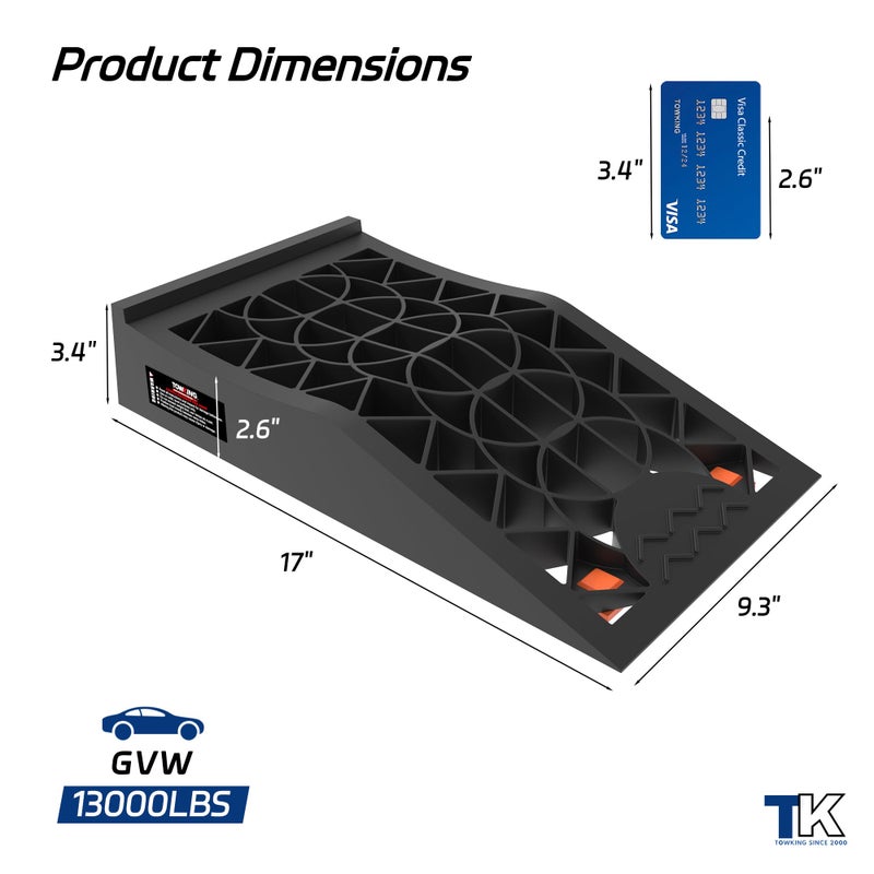 TOWKING Car Ramps for Oil Changes and Lift, Portable Low Profile Car Ramps for Garage, Heavy Duty Tire Ramps for Low Chassis Cars and Support Jack, 2pcs - Image 2