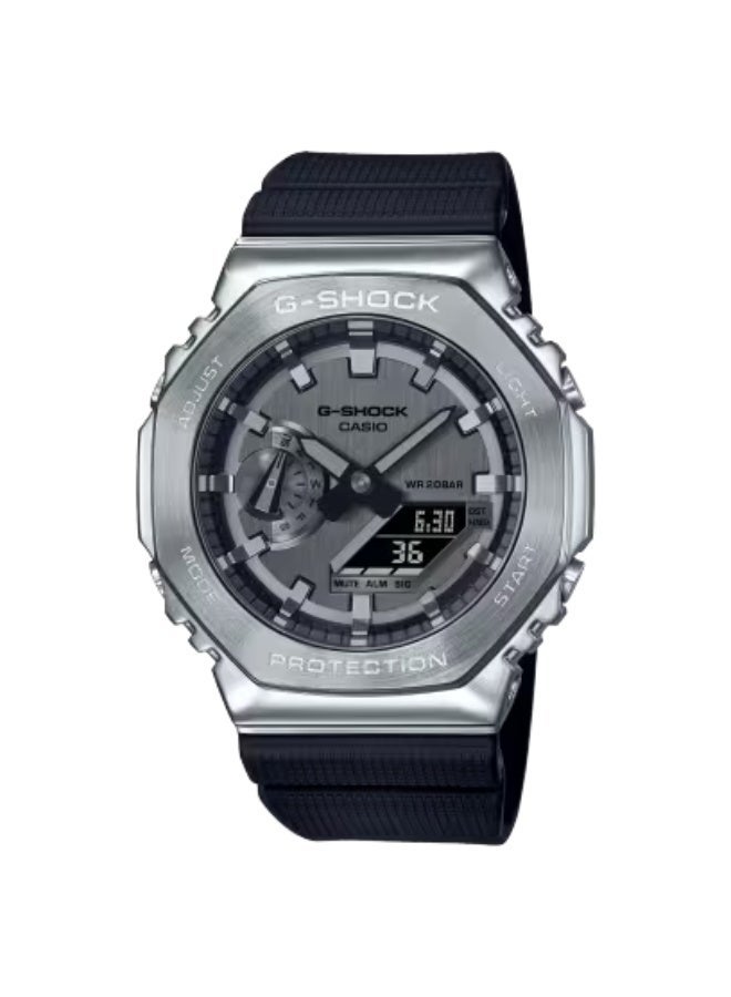 جي شوك Casio G-Shock GM-2100-1A إطار فولاذي فضي وحزام أسود: أناقة قوية لكل مغامرة - Image 1