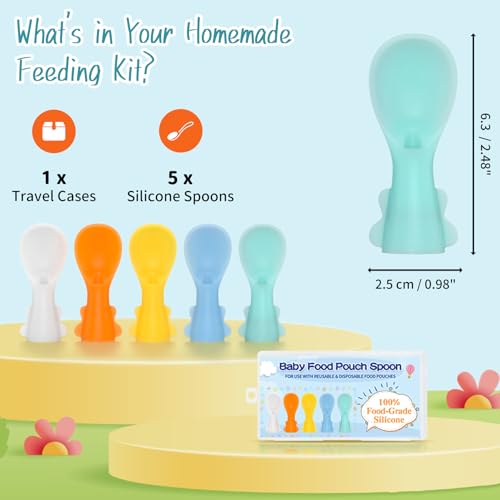 Miniguysa Infant Feeding Essentials & Baby Food Pouches Attachable Toppers: Seamless, Non-Drip Spoons for Baby's Diet, Compatible with Assorted Pouch Forms, Perfect for Infants 3+ Months, Pack of 5 - Image 2