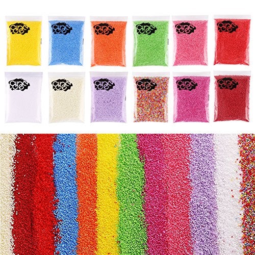 DECORA 240000 Pieces 23mm Mini Foam Balls Rainbow Foam Beads Decorative Slime Beads for Slime Doll Vase Filling 12 Pack