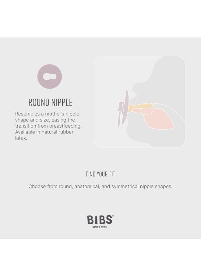 BIBS Pack of 2 Colour Glow Soother Glow In The Dark Bpa Free Dummy Pacifier, Round Natural Rubber Latex, Size 2 6 To 18 Months , Blush Night/Vanilla Night  - Image 4