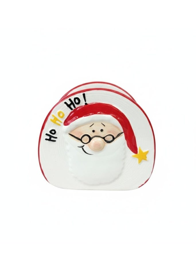 AKDC Red Ceramic Napkin Holder – Santa Design for Festive Table Décor - Image 2