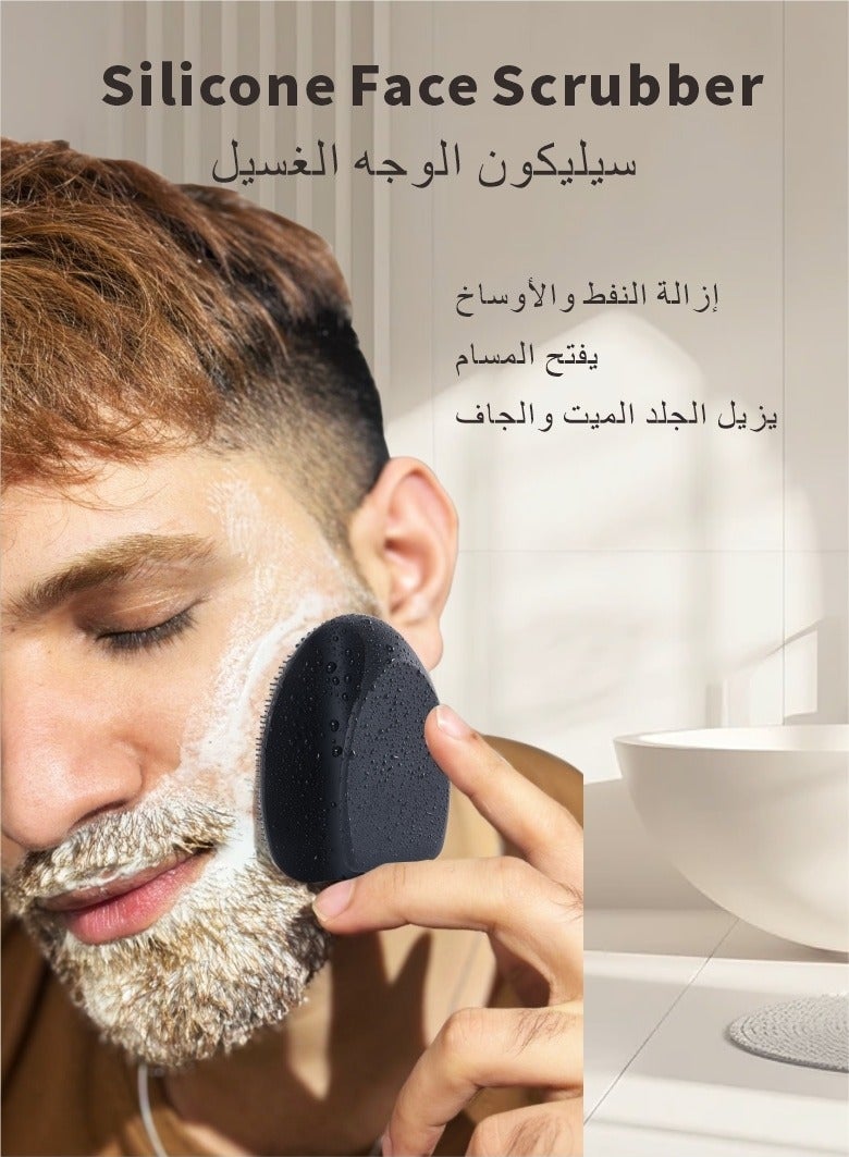 يدمال فرشاة تنظيف الوجه من السيليكون لتنظيف عميق للبشرة ، أسود - Image 2