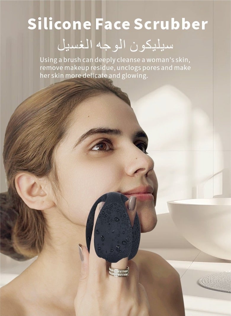 يدمال فرشاة تنظيف الوجه من السيليكون لتنظيف عميق للبشرة ، أسود - Image 3
