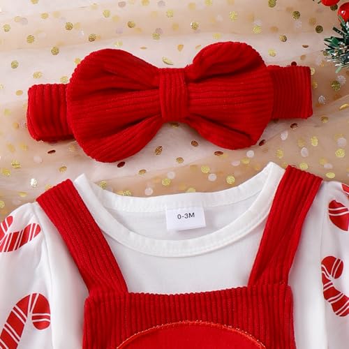 YINGISFITM Thanksgiving Halloween Christmas Baby Girl Outfit Bubble Romper+Turkey Ghost Santa Overalls Skirts Clothes Set (Red Christmas dress, 12-18 Months) - Image 5