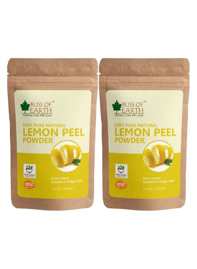 BLISS OF EARTH 100% Pure Lemon Peel Powder For Skin Whitening, Acne & Face Lightening 100gm Pack of 2  - Image 1