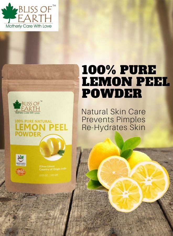 BLISS OF EARTH 100% Pure Lemon Peel Powder For Skin Whitening, Acne & Face Lightening 100gm Pack of 2  - Image 2