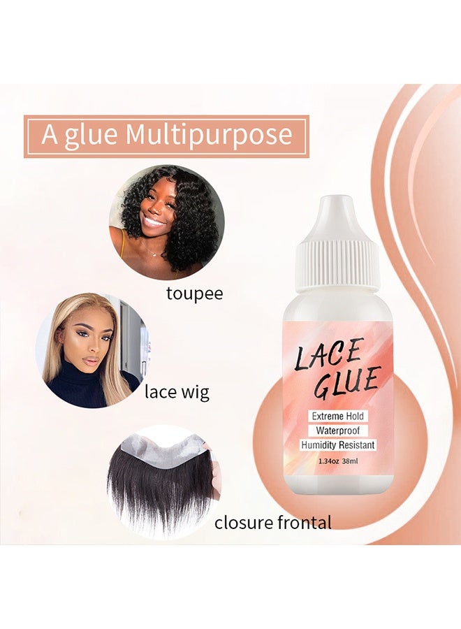 JS Lace Wig Glue Kit, Contains Waterproof Lace Front Glue and Wig Glue Remover for Wigs & Hair Replacement, Invisible Hair Bonding Adhesive (38ml+30ml) - Image 3