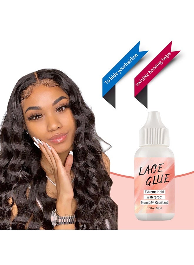 JS Lace Wig Glue Kit, Contains Waterproof Lace Front Glue and Wig Glue Remover for Wigs & Hair Replacement, Invisible Hair Bonding Adhesive (38ml+30ml) - Image 2