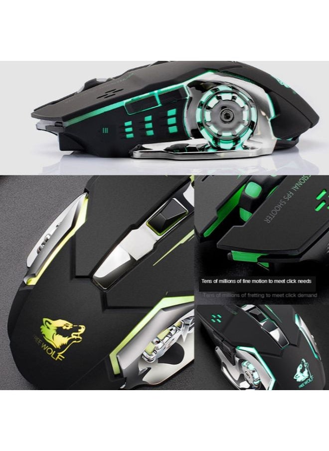 BURAQ FREEDOM-WOLF X8 2400 DPI 6 Keys 2.4G Wireless Charging Silent Luminous Gaming Mechanical Mouse(White)  - Image 3