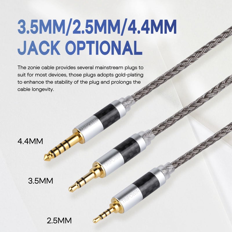 Linsoul Tripowin Zonie 16 Core Silver Plated IEM Cable, 2pin 0.78mm, 3.5mm - Image 5