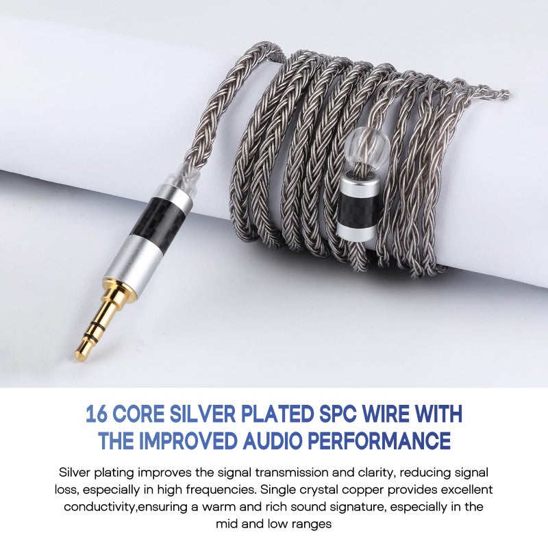 Linsoul Tripowin Zonie 16 Core Silver Plated IEM Cable, 2pin 0.78mm, 3.5mm - Image 3
