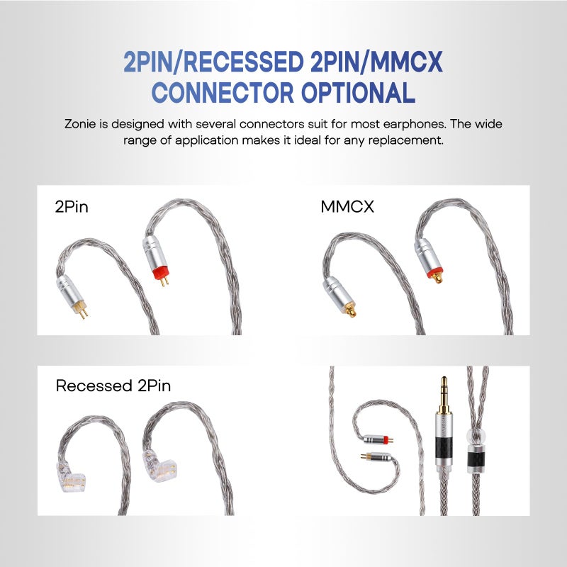 Linsoul Tripowin Zonie 16 Core Silver Plated IEM Cable, 2pin 0.78mm, 3.5mm - Image 4