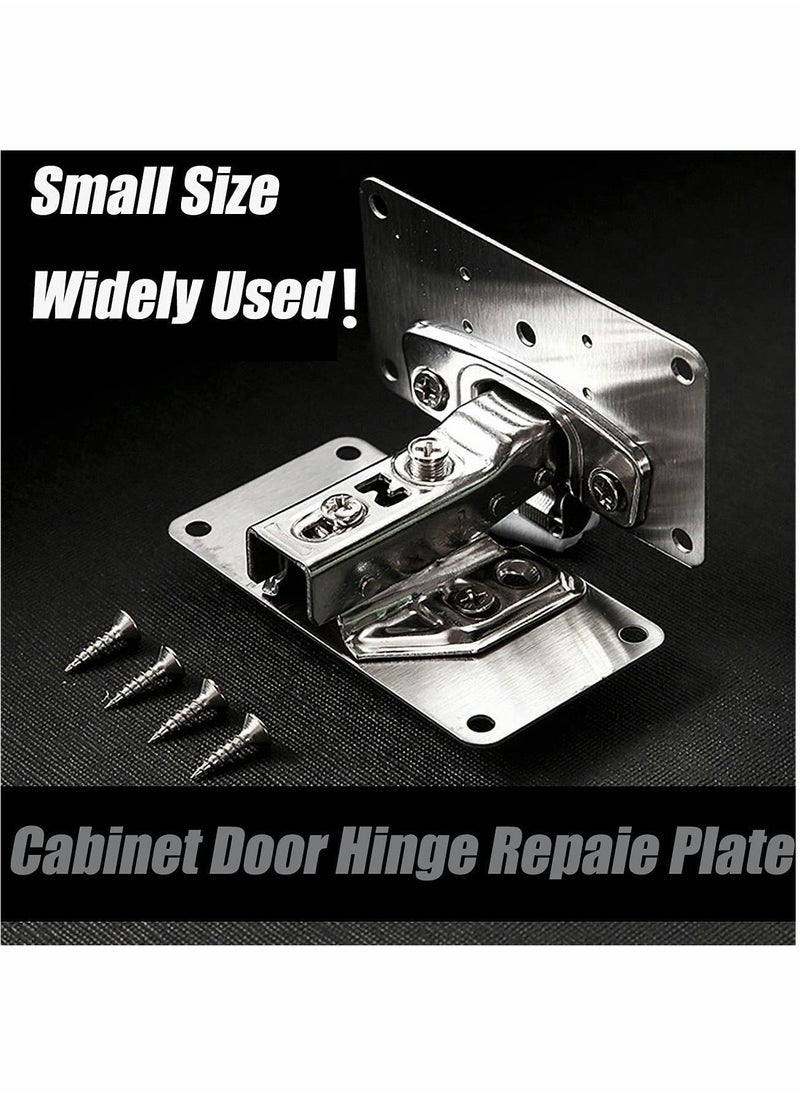 Generic - Cabinet Hinge Repair Plate, Stainless Steel Kits with Mounting Screws Wooden for Protecting Furniture and Kitchen Cabinet(4 Half Hole) - Image 1