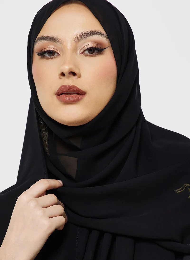hayas closet Flared Sleeve Embroidered Abaya