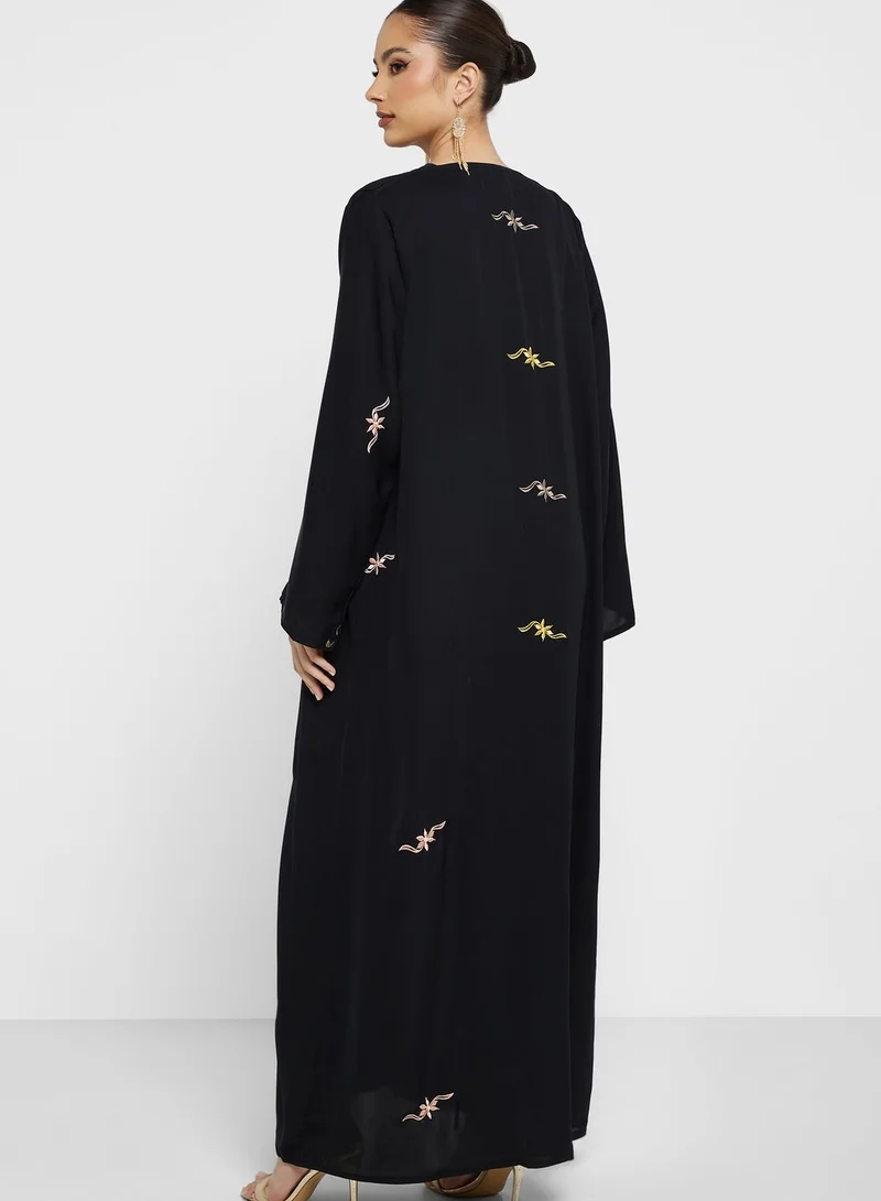 hayas closet Flared Sleeve Embroidered Abaya