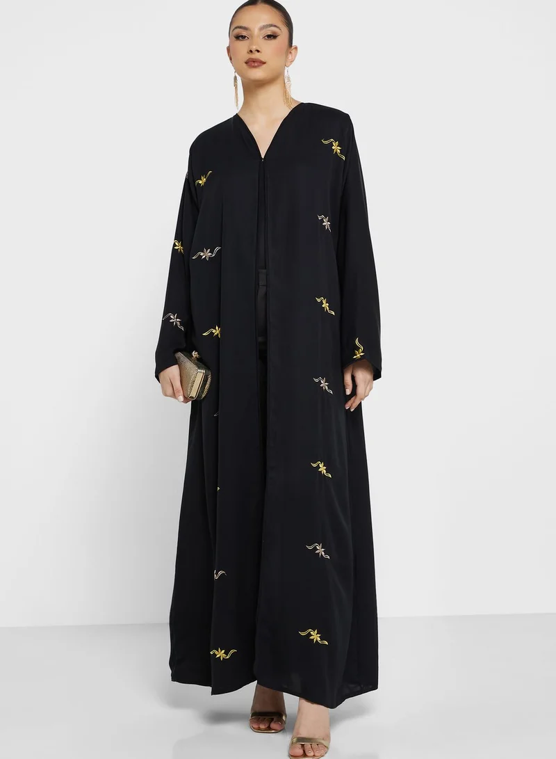 hayas closet Flared Sleeve Embroidered Abaya