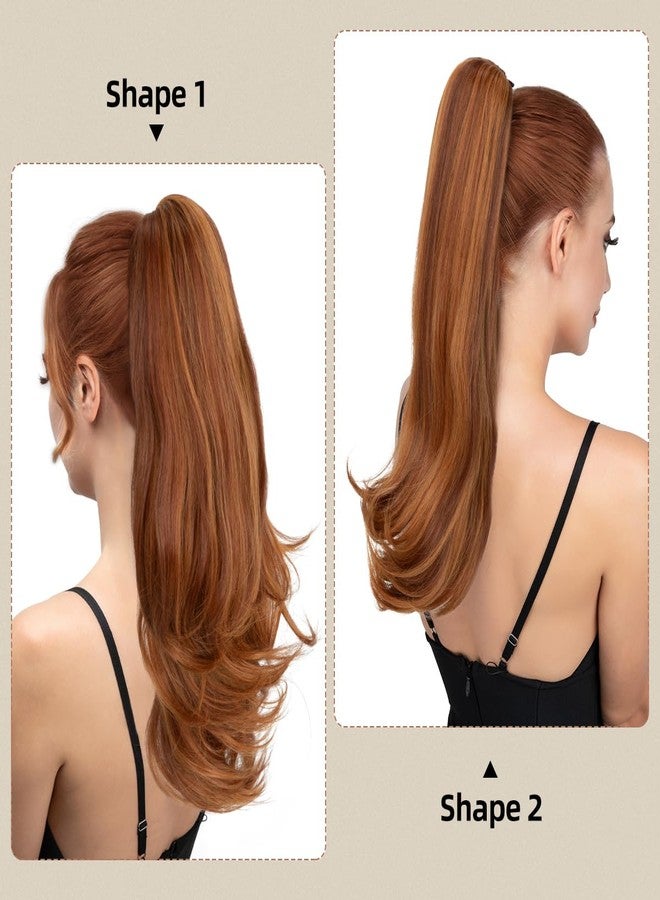 youngways Clip in Ponytail Extension 18 Inch Pony Tails Hair Extensions for Women Long Straight Curly Tail Ponytail Hair piece Synthetic Fake Versatile Pony (Tizian Red) - Image 4