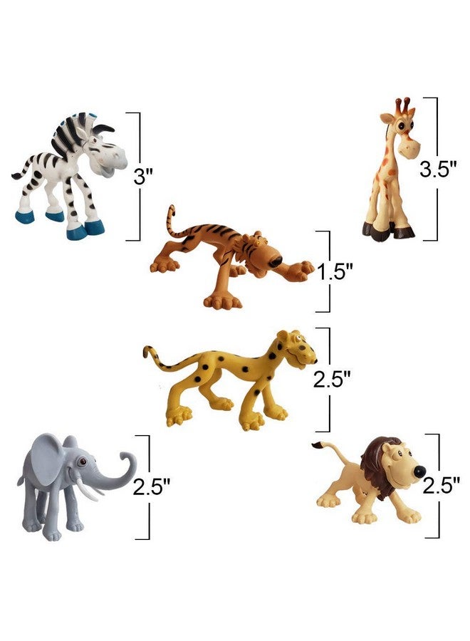 Brand Conquer Full Action Toy Figures | Jungle, Cartoon, Wild Animal Toys | Figure Playing Set for Kids (Big Size, Set of 6) - Image 4