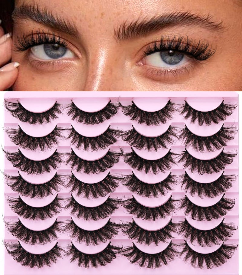 Kiromiro Mink Lashes Volume Russian Mink Lashes Extension 17mm Wispy False Eyelashes 6D DCurl Russian Strip Lashes Pack by Kiromiro