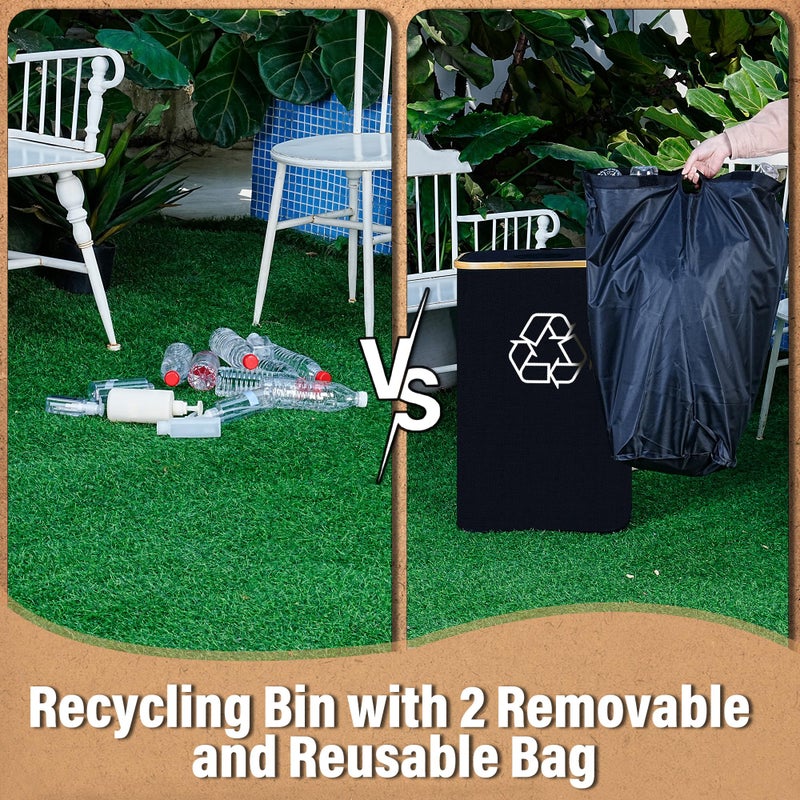 efluky Recycling Bin for Kitchen 26 Gallon, 100L Recycle Bin with 2 Removeable and Reusable Inner Bag, Large Recycling bin with lid for Bottle Can Plastice Stickers (Black) - Image 5