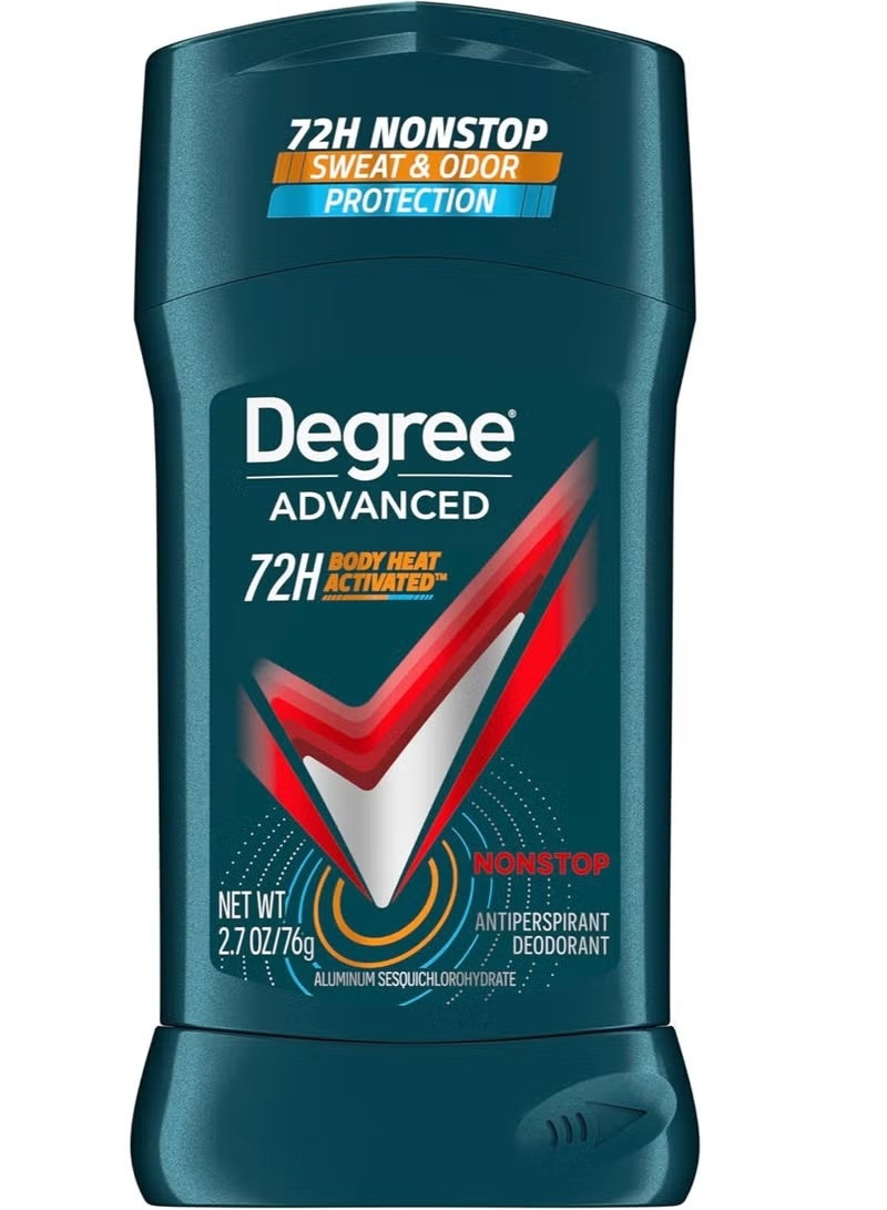 Degree Antiperspirant Deodorant Nonstop 72-Hour Sweat and Odor Protection Antiperspirant For Men With Body Heat Activated Technology 76 gm