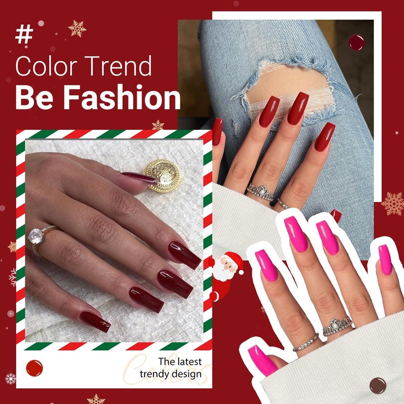 XCREANDO Hot Pink Press On Nails Medium Long Square, Xcreando Medium Coffin Nails Acrylic Press ons Glue on Nails Long Length, Solid Color Fake Nail for Women, Natural Thick Artificial Nail Stick on, Neon Pink - Image 4