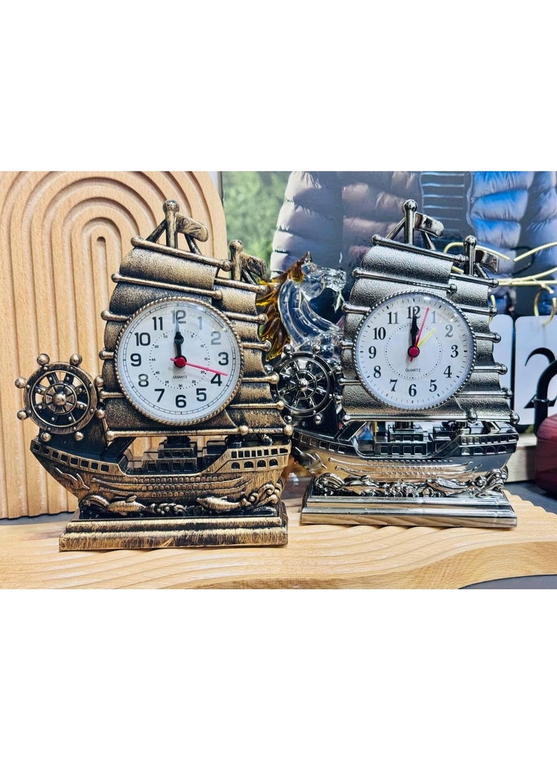 Classic Boat-Shaped Battery Operated Alarm Clock - Stylish Home and Office Decor - Image 1