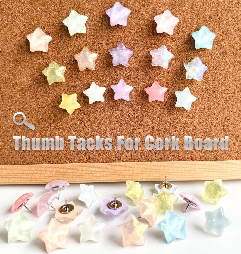 KEYDUACU Push Pins for Walls,Star Decorative ThumbTacks for Cork Board Cute Tacks,Decorative Push Pins for Bulletin Board, Photos Wall Maps,Desk Accessories for School Offices Decor (Bright Star) - Image 3