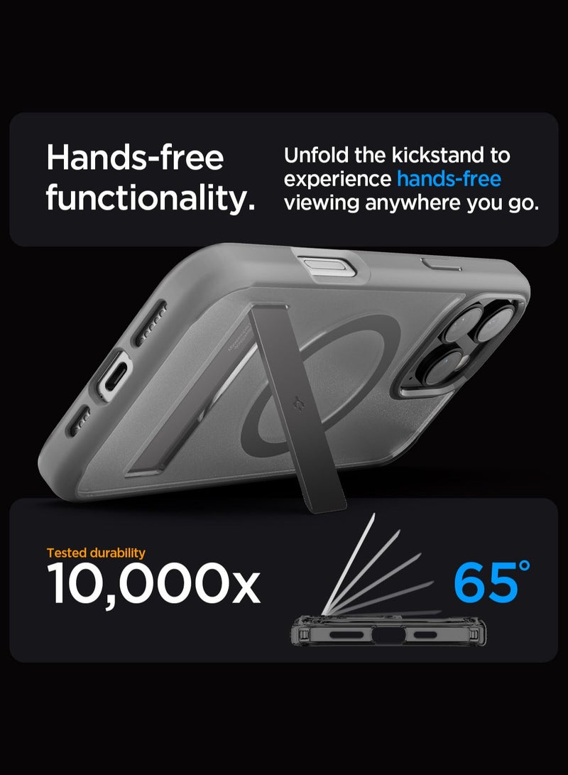 Spigen غطاء موبايل ألترا هايبرد إس ماج فيت لأيفون 16 برو ماكس مع خاصية ماج سيف ودعامة - رمادي فاتح - Image 3