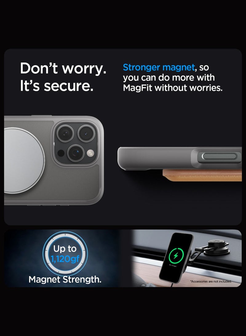 Spigen غطاء موبايل ألترا هايبرد إس ماج فيت لأيفون 16 برو ماكس مع خاصية ماج سيف ودعامة - رمادي فاتح - Image 5