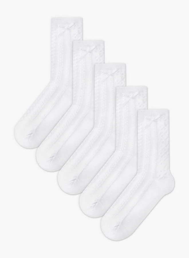 جونيورز Pack Of 5 Girls School Socks With Bow Accent