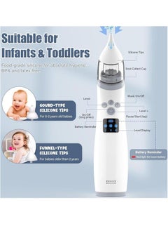 NIBEMINENT Electric Nasal Aspirator, Baby Cleaning with 3 Suction Levels and 2 Silicone Nozzles, Soft Music for Newborns Toddlers  - Image 2