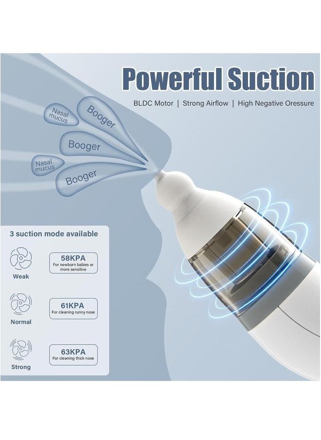 NIBEMINENT Electric Nasal Aspirator, Baby Cleaning with 3 Suction Levels and 2 Silicone Nozzles, Soft Music for Newborns Toddlers  - Image 3