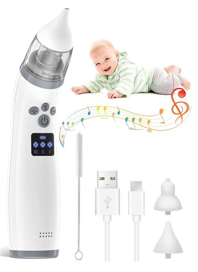 NIBEMINENT Electric Nasal Aspirator, Baby Cleaning with 3 Suction Levels and 2 Silicone Nozzles, Soft Music for Newborns Toddlers  - Image 1