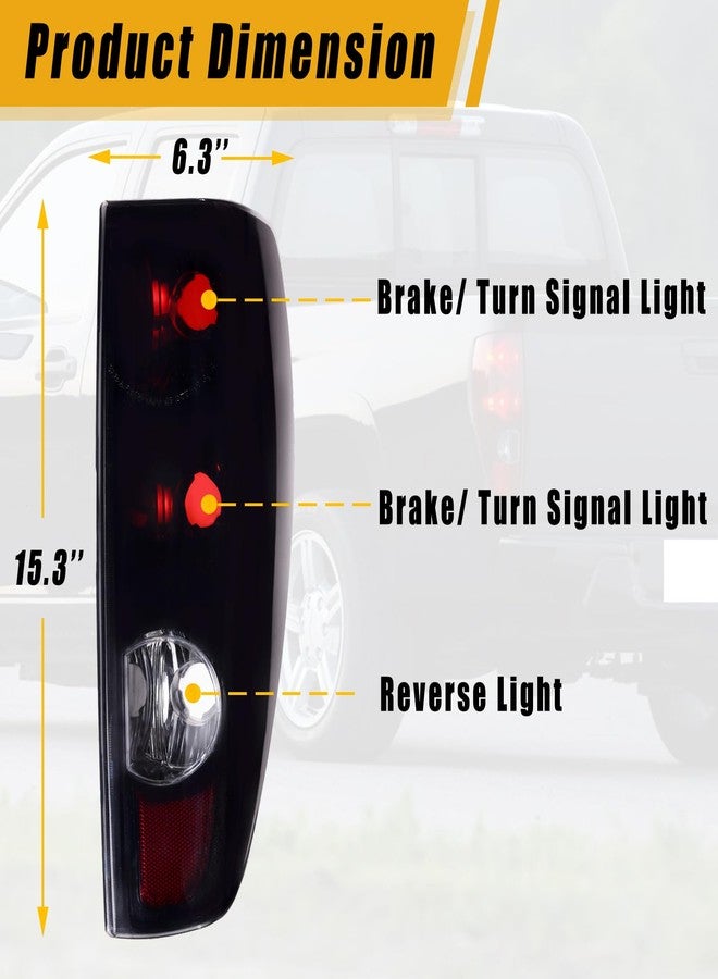 Boine Tail Light Compatible With Chevrolet Chevy Colorado GMC Canyon 2004-2012 Driver and Passenger Side Rear Light Black Smoked Housing Brake Lamps Replaces GM2801164 - Image 2